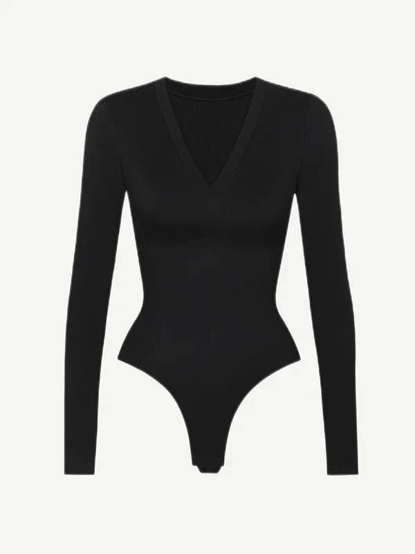 Deep V Neck Tummy Control Thong Shapewear Bodysuit