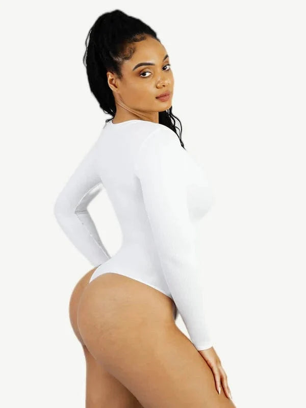 Deep V Neck Tummy Control Thong Shapewear Bodysuit
