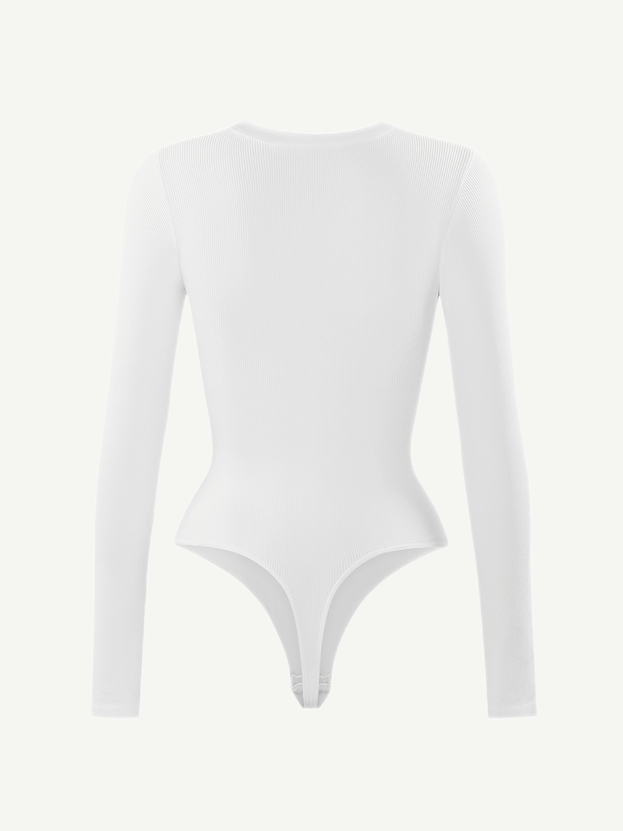 Deep V Neck Tummy Control Thong Shapewear Bodysuit