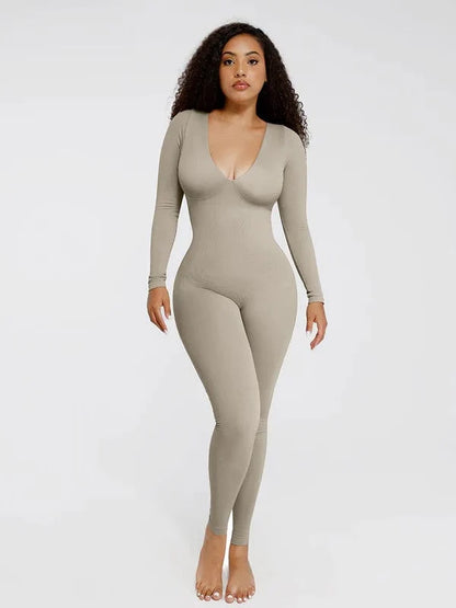 Deep V Whole Body Jumpsuit Tummy Control Shaping Bodysuit