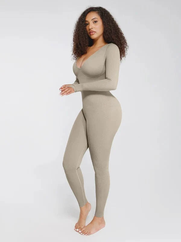 Deep V Whole Body Jumpsuit Tummy Control Shaping Bodysuit