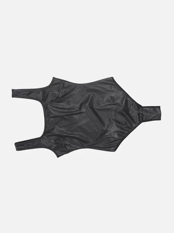 Stretchy Tummy Control Faux Leather Shapewear Bodysuit
