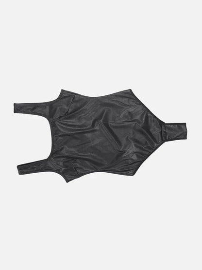 Stretchy Tummy Control Faux Leather Shapewear Bodysuit