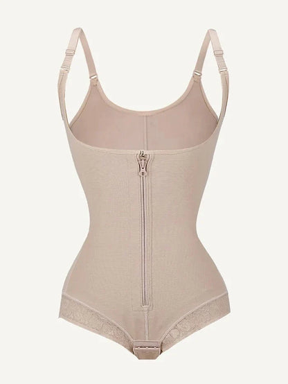 Front-Zip Waist-Slimming and Tummy Control Shapewear with U-Shaped Open Bust Support