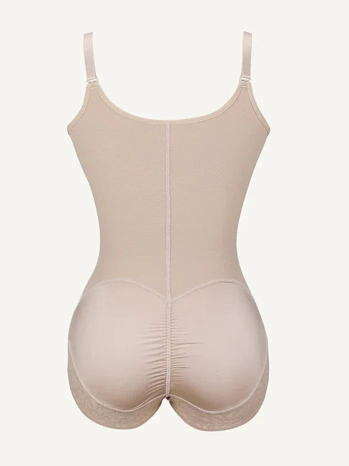 Front-Zip Waist-Slimming and Tummy Control Shapewear with U-Shaped Open Bust Support