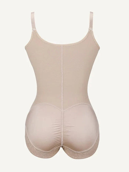 Front-Zip Waist-Slimming and Tummy Control Shapewear with U-Shaped Open Bust Support