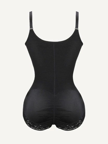 Front-Zip Waist-Slimming and Tummy Control Shapewear with U-Shaped Open Bust Support