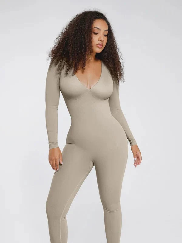 Deep V Whole Body Jumpsuit Tummy Control Shaping Bodysuit