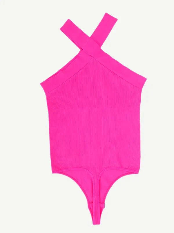 Halter Neck Criss-Cross Seamless Shapewear Bodysuit