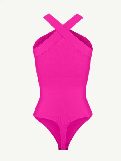 Halter Neck Criss-Cross Seamless Shapewear Bodysuit