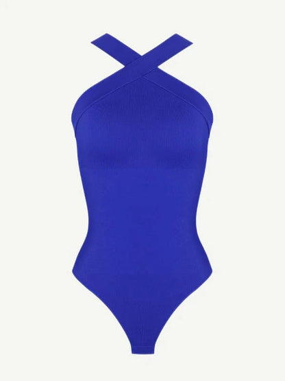 Halter Neck Criss-Cross Seamless Shapewear Bodysuit