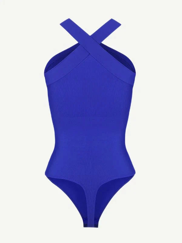 Halter Neck Criss-Cross Seamless Shapewear Bodysuit