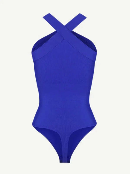 Halter Neck Criss-Cross Seamless Shapewear Bodysuit