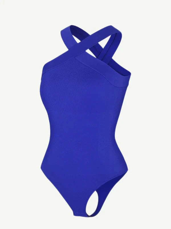 Halter Neck Criss-Cross Seamless Shapewear Bodysuit