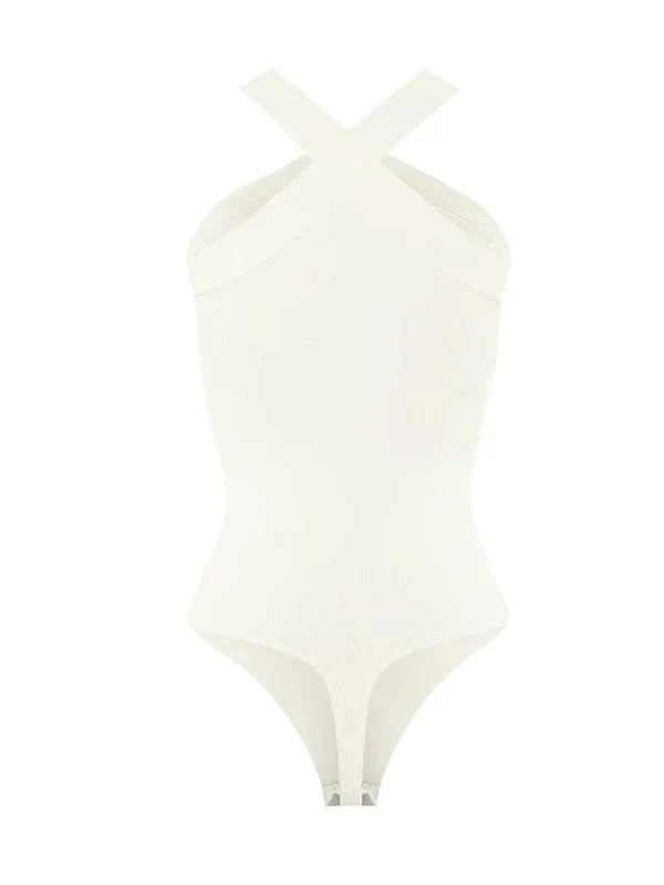 Halter Neck Criss-Cross Seamless Shapewear Bodysuit