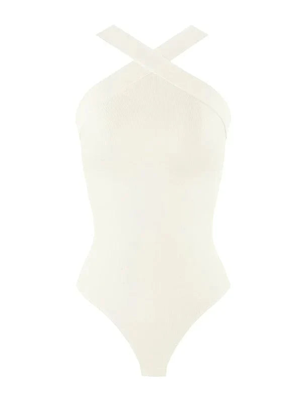 Halter Neck Criss-Cross Seamless Shapewear Bodysuit