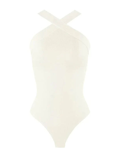 Halter Neck Criss-Cross Seamless Shapewear Bodysuit