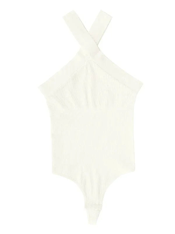 Halter Neck Criss-Cross Seamless Shapewear Bodysuit