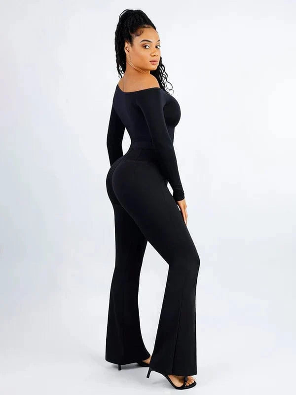 Long Sleeve One Shoulder Shapewear Thong  Bodysuit