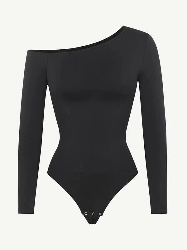 Long Sleeve One Shoulder Shapewear Thong  Bodysuit
