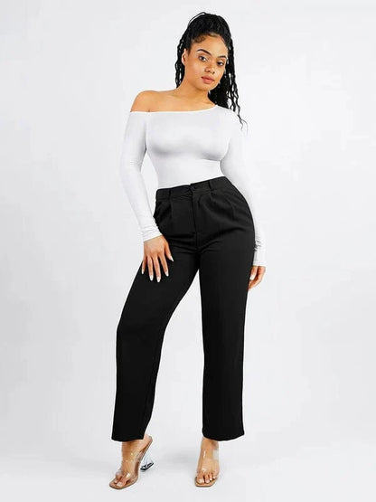 Long Sleeve One Shoulder Shapewear Thong  Bodysuit