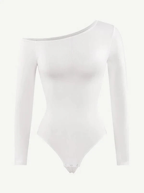Long Sleeve One Shoulder Shapewear Thong  Bodysuit
