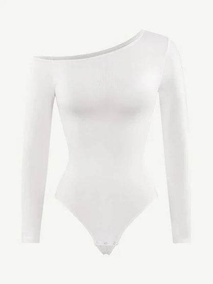 Long Sleeve One Shoulder Shapewear Thong  Bodysuit