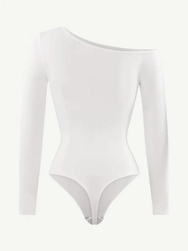 Long Sleeve One Shoulder Shapewear Thong  Bodysuit