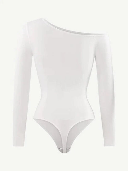 Long Sleeve One Shoulder Shapewear Thong  Bodysuit