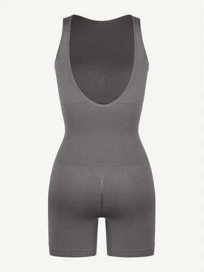 Low Back Round Neck Shapewear Bodysuit with Removable Pads