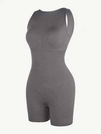 Low Back Round Neck Shapewear Bodysuit with Removable Pads