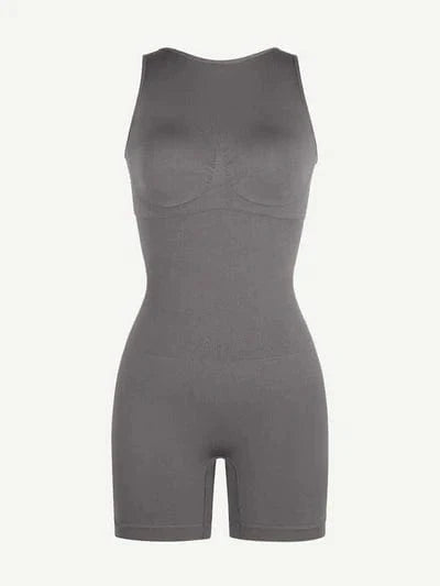 Low Back Round Neck Shapewear Bodysuit with Removable Pads