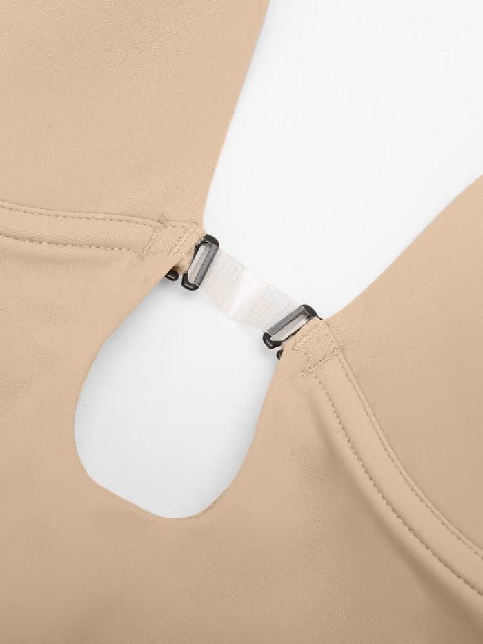 Plunge Low-Back Mid-Thigh Shapewear Bodysuit With Built-in Removable Hip Pads
