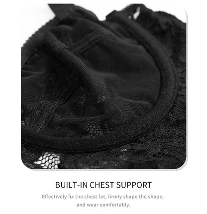 Low Back Tummy Control Lace Shaping Bodysuit with Built-In Bra