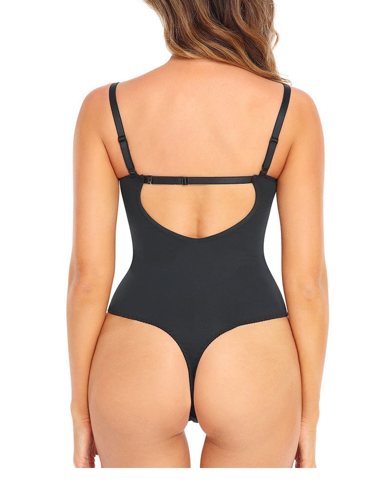 Low Back Tummy Control Lace Shaping Bodysuit with Built-In Bra
