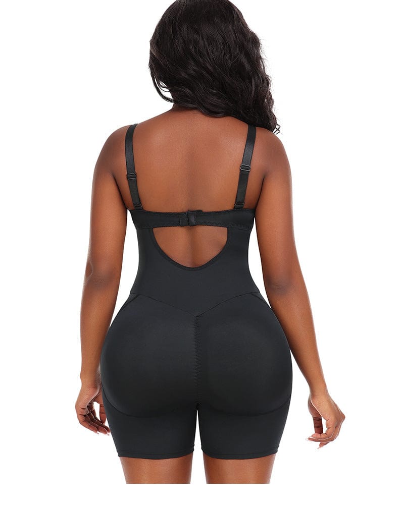 Low Back Waist Slimming and Hip Lifting Shaper Bodysuit with Removable Hip Pads