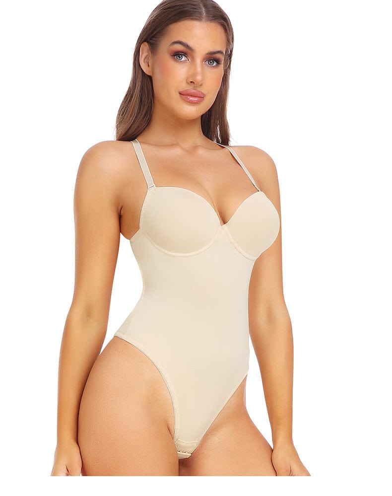 One Piece Backless Tummy Control Shaping Bodysuit with Built-In Bra