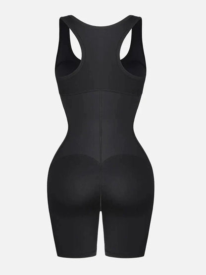 One Piece Shaping Bodysuit with Front Zipper and Side Pockets