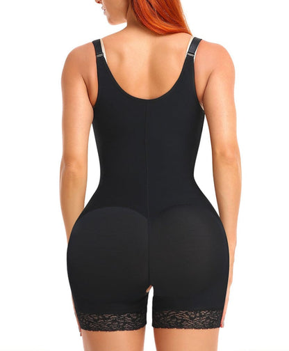 Open Bust Bodysuit Shapewear with Front  Zipper Closure