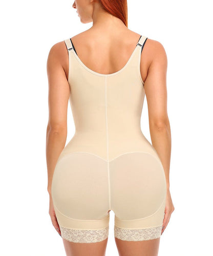Open Bust Bodysuit Shapewear with Front  Zipper Closure