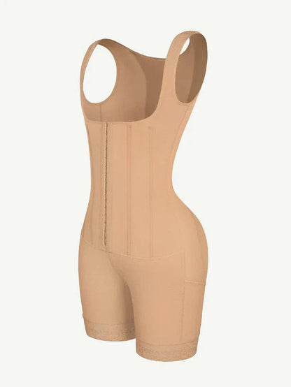 Women’s Tummy Control Open Bust Shapewear Bodysuit with Steel Boning