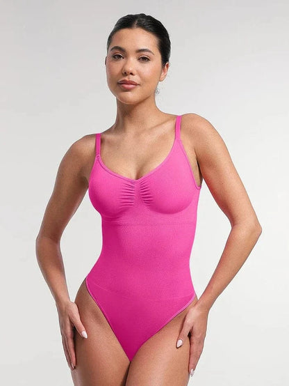 Seamless Tummy Control Shapewear Bodysuit with Built-In Bra and Removable Pads