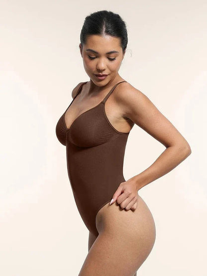 Plunge Front Zip Tummy Control Shape Wear Bodysuit