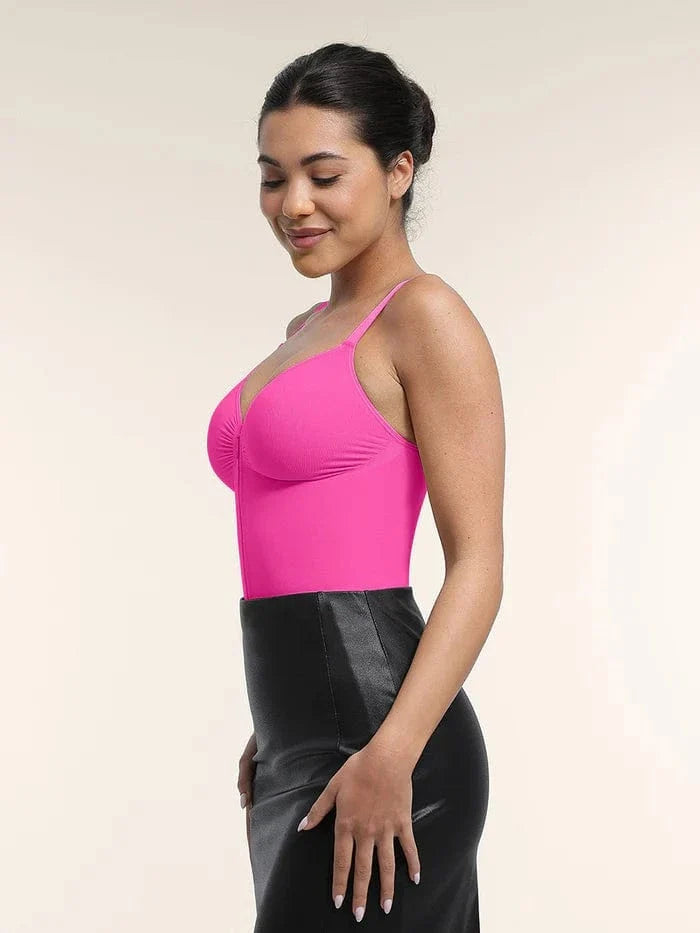 Plunge Front Zip Tummy Control Shape Wear Bodysuit