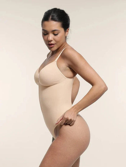 Plunge Front Zip Tummy Control Shape Wear Bodysuit