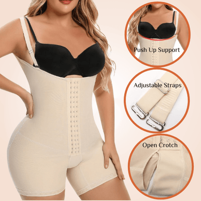 Under Bust Adjustable Straps Tummy Tucked Back Support Lace Shaper