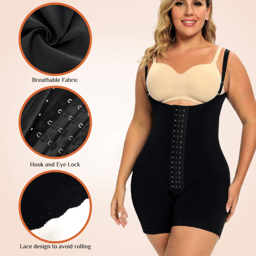 Under Bust Adjustable Straps Tummy Tucked Back Support Lace Shaper