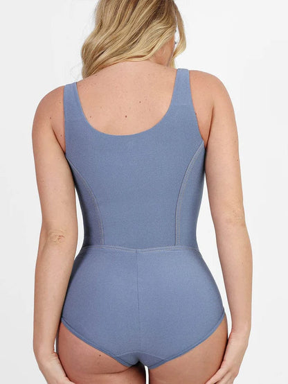 High Support Tummy Control Denim Shapewear Bodysuit