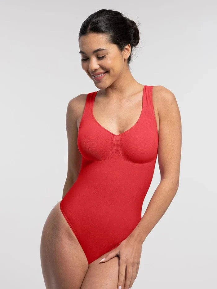 Women Tummy Control and Bust Support Shaping Bodysuit with T-Back Brief