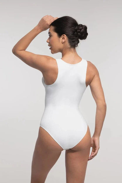 Ribbed Seamless Sleeveless Shapewear Bodysuit with Front Zipper